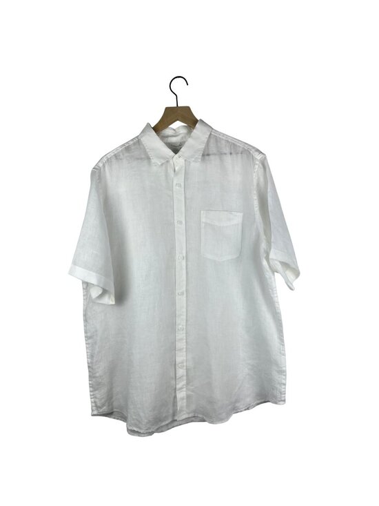 Garnet Hill Other - Garnet Hill 100% Linen Short Sleeve Button-Up Shirt Men's Large Resortwear White